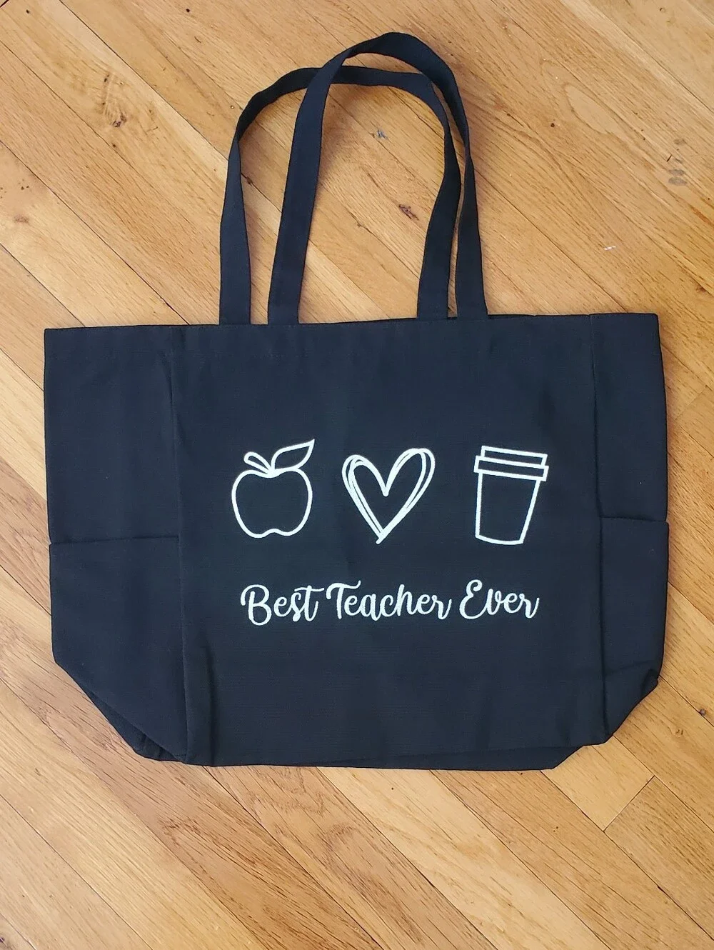 Best Teacher Ever Black Tote Bag - Teacher Gift